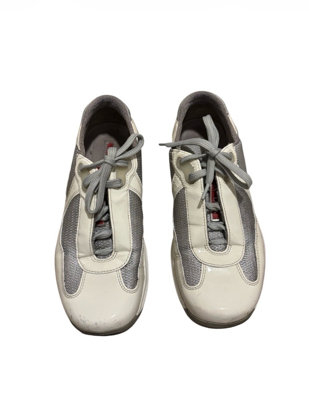Prada Women's White & Gray Low-Top Sneakers